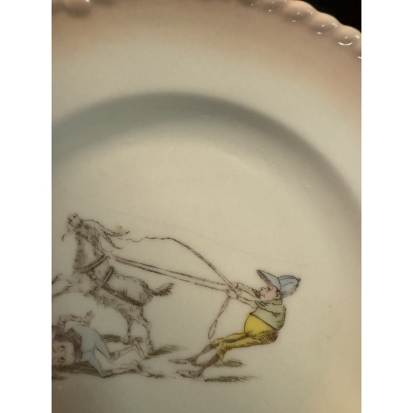 Antique Palmer Cox Cartoon Brownies Porcelain Plate 7 1/4" Goat Humor 1800's - Picture 3 of 9